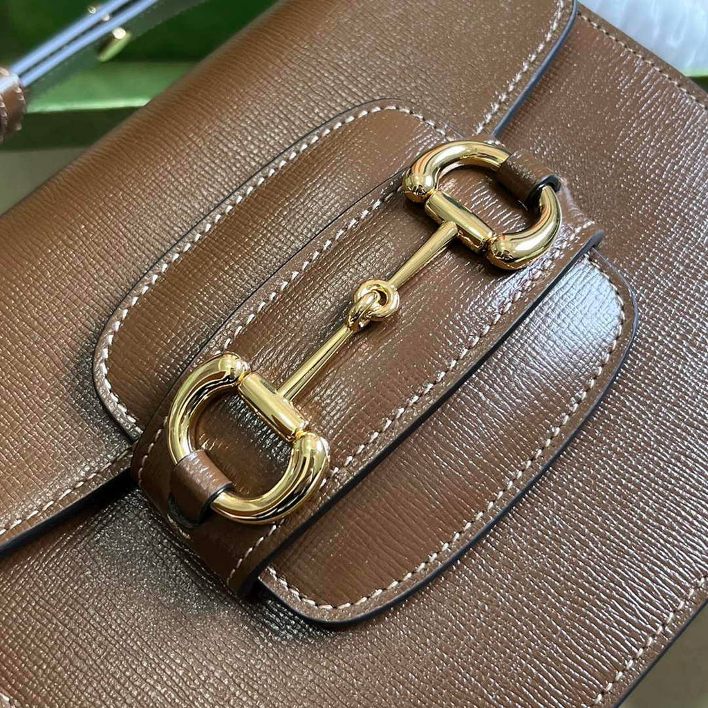 Gucci Horsebit 1955 mini rounded bag 760191 in brown leather