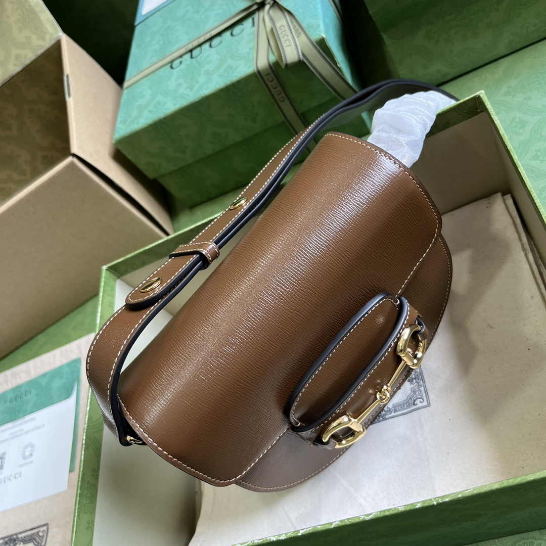Gucci Horsebit 1955 mini rounded bag 760191 in brown leather