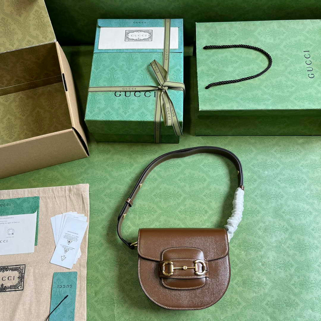 Gucci Horsebit 1955 mini rounded bag 760191 in brown leather