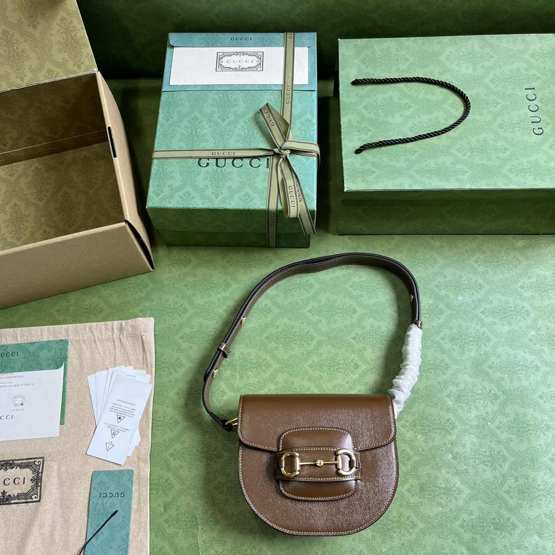 Gucci Horsebit 1955 mini rounded bag 760191 in brown leather