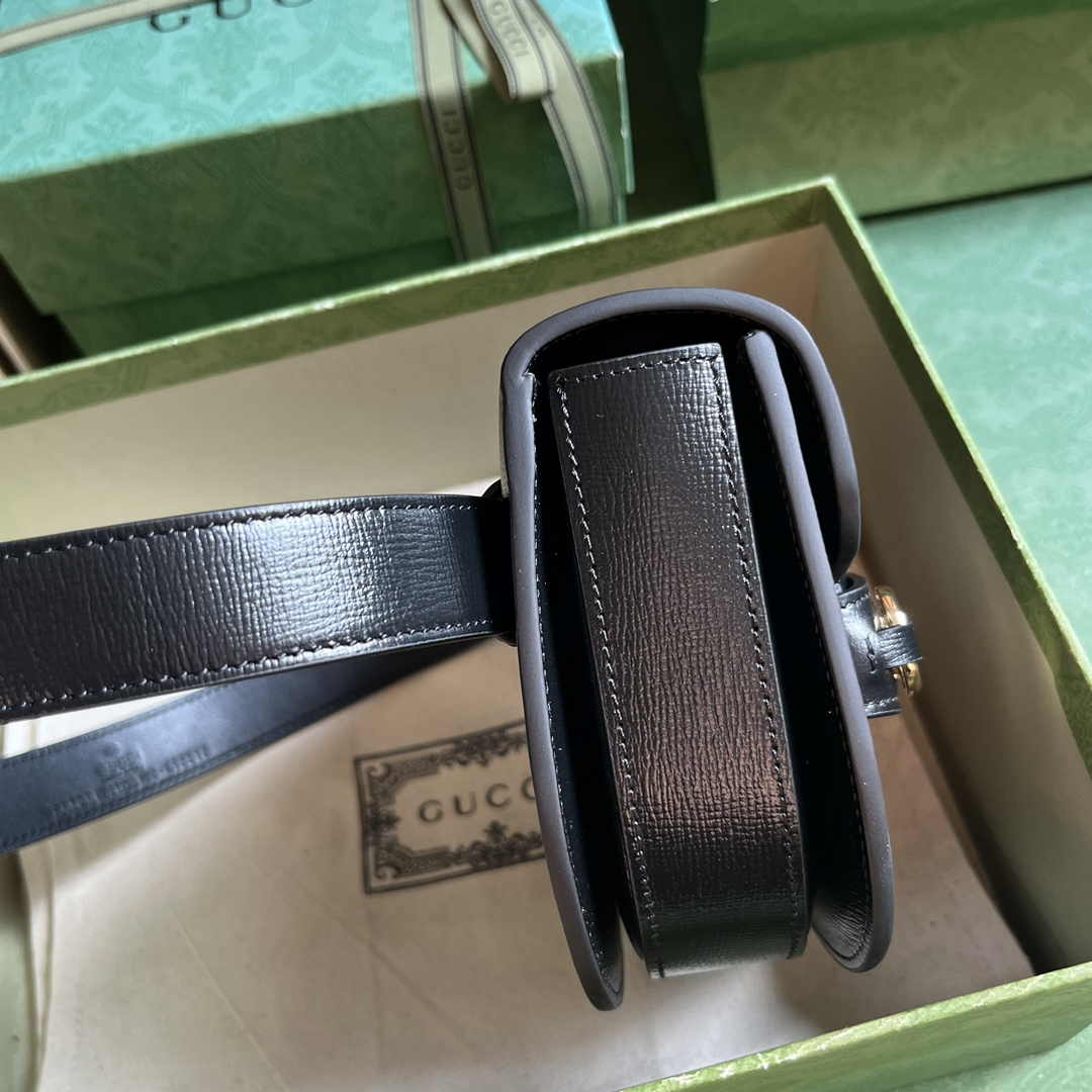 Gucci Horsebit 1955 rounded belt bag 760198 Black leather
