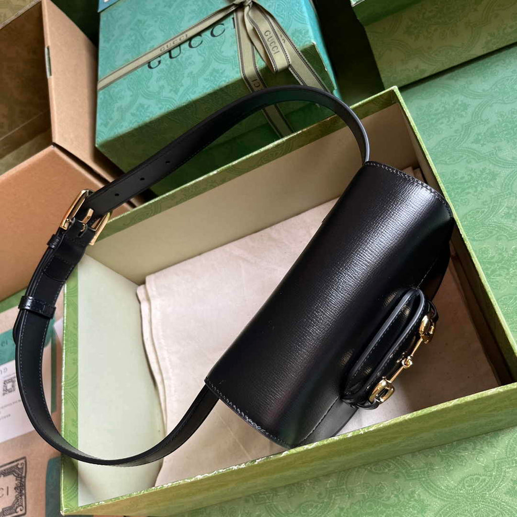 Gucci Horsebit 1955 rounded belt bag 760198 Black leather