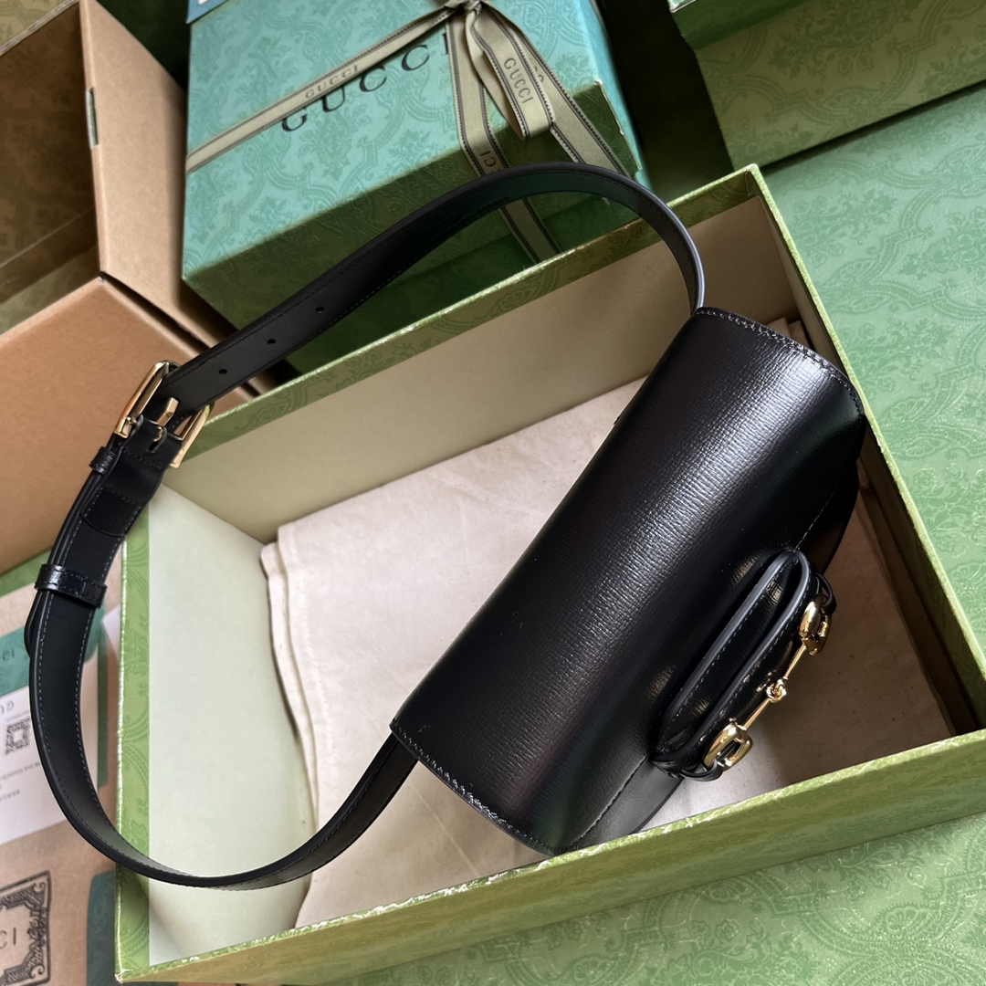 Gucci Horsebit 1955 rounded belt bag 760198 Black leather