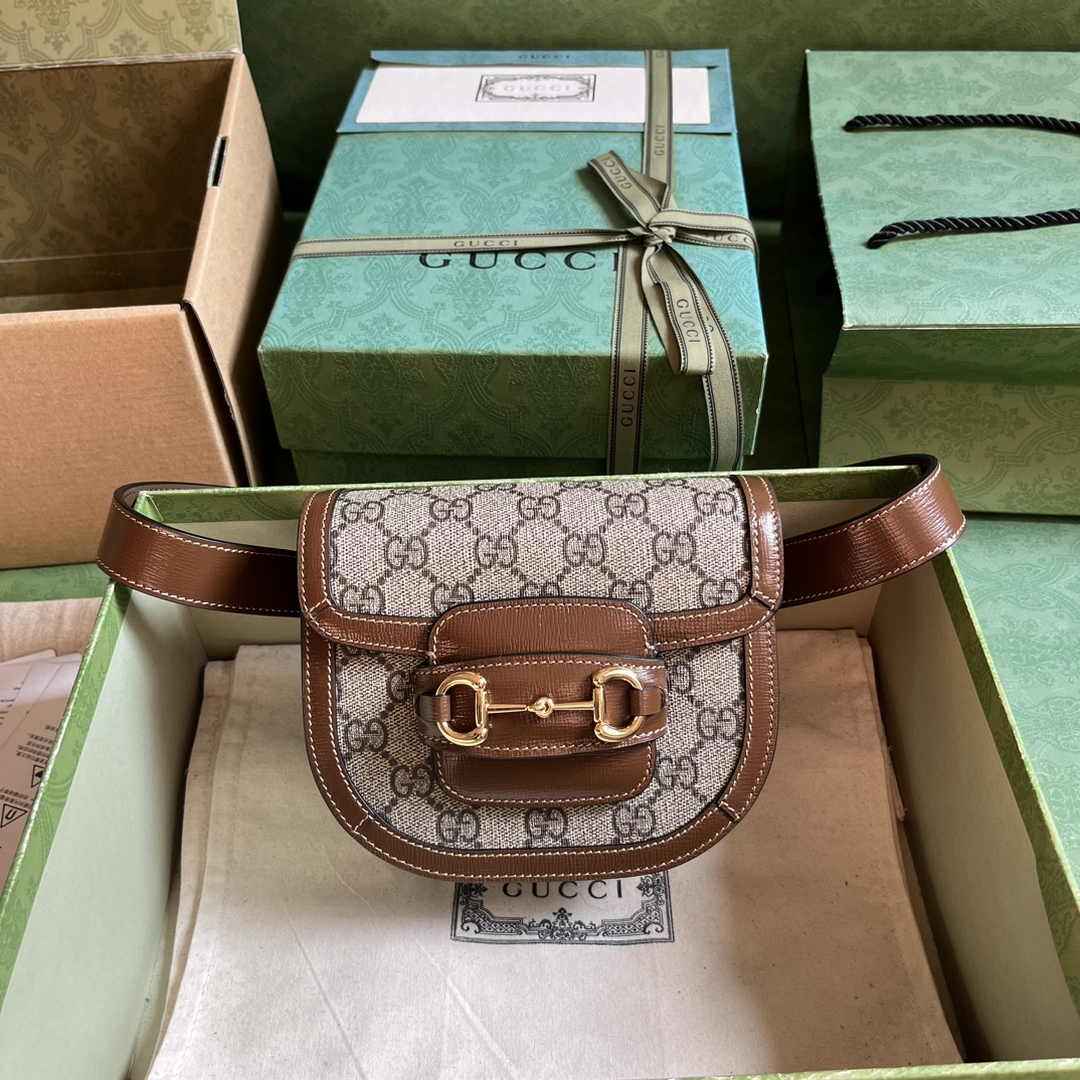 Gucci Horsebit 1955 rounded belt bag 760198 Brown leather