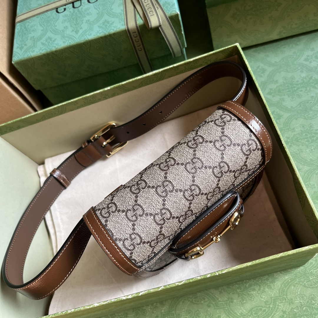 Gucci Horsebit 1955 rounded belt bag 760198 Brown leather