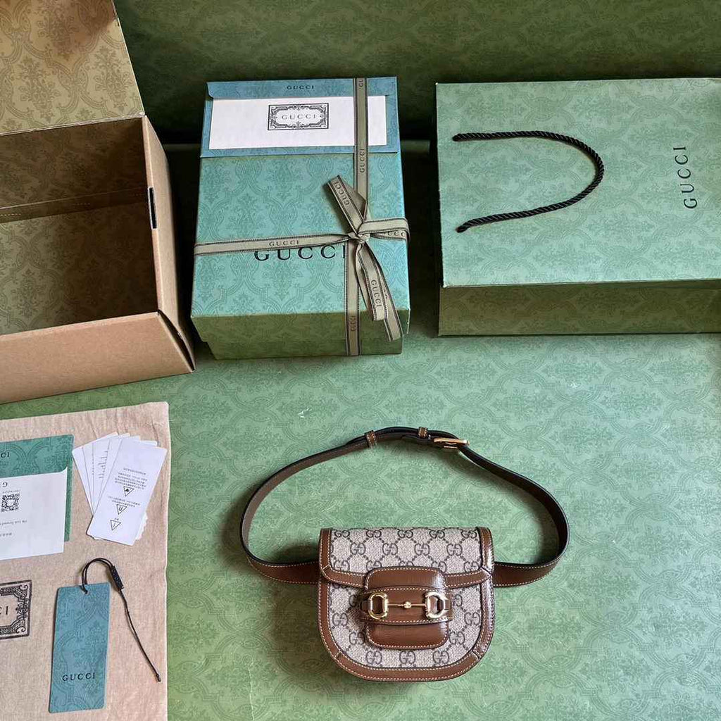 Gucci Horsebit 1955 rounded belt bag 760198 Brown leather