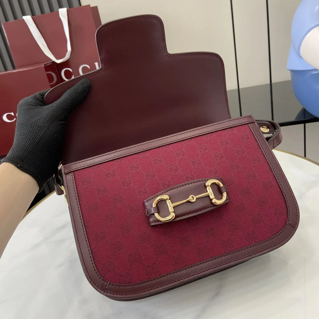 Gucci Horsebit 1955 shoulder bag 602204 in red GG Supreme