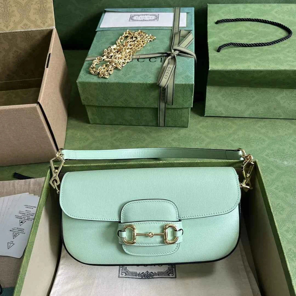 Gucci Horsebit 1955 small shoulder bag 735178 in green leather