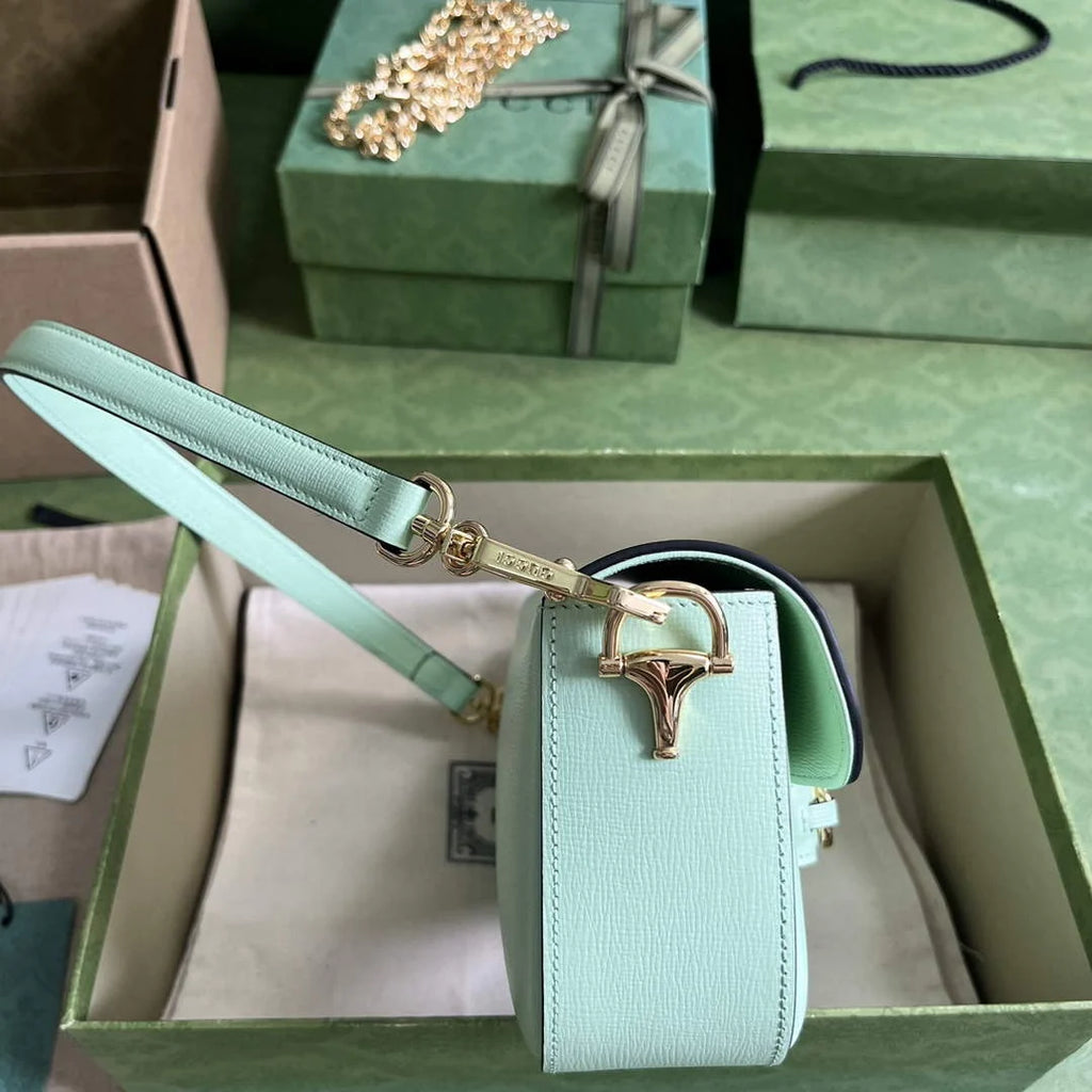 Gucci Horsebit 1955 small shoulder bag 735178 in green leather