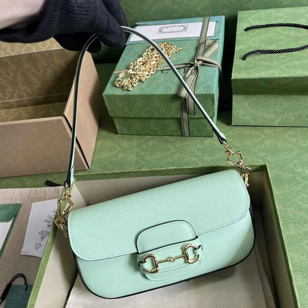 Gucci Horsebit 1955 small shoulder bag 735178 in green leather