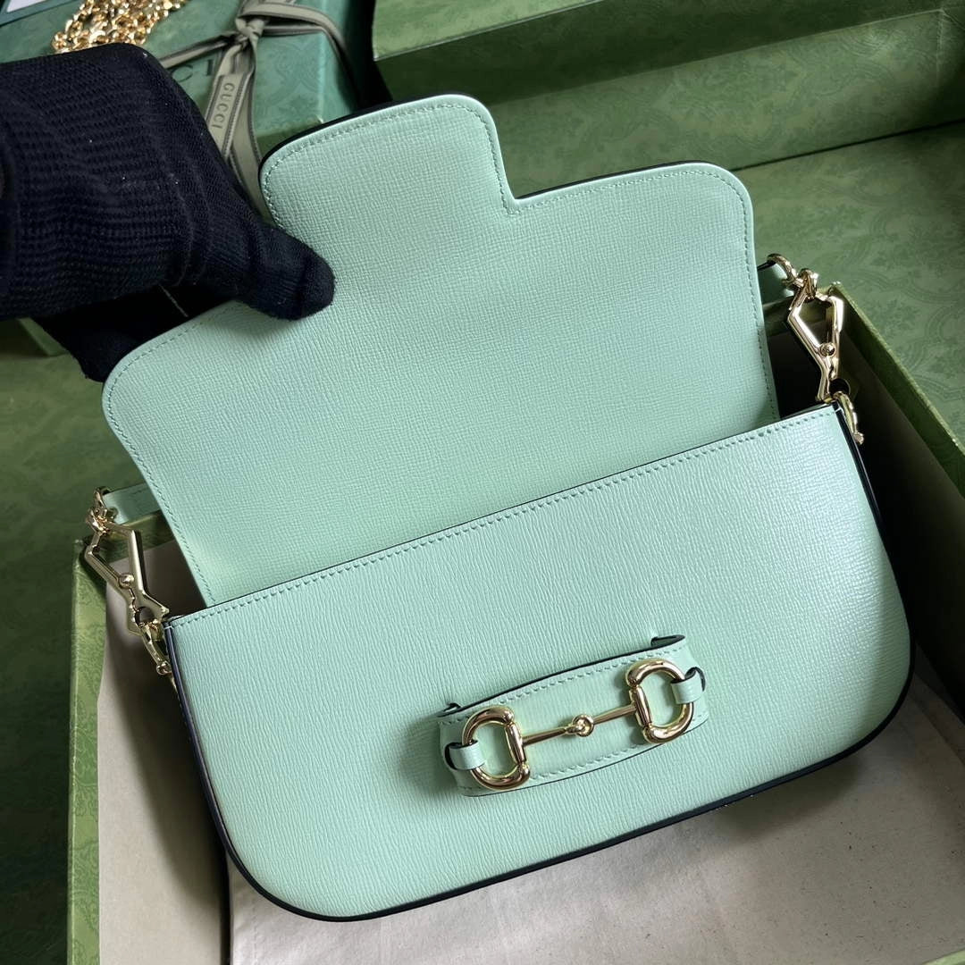 Gucci Horsebit 1955 small shoulder bag 735178 in green leather