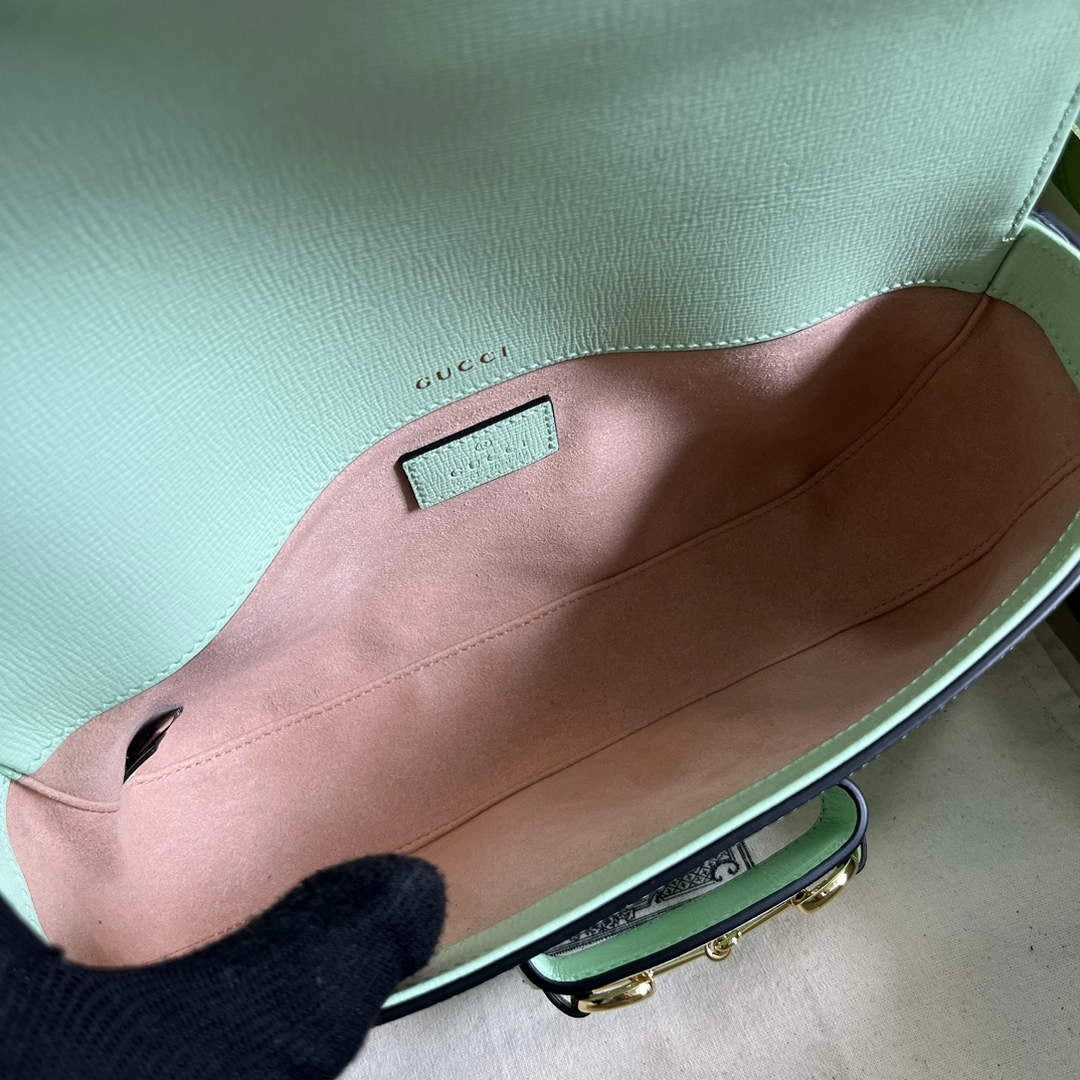 Gucci Horsebit 1955 small shoulder bag 735178 in green leather