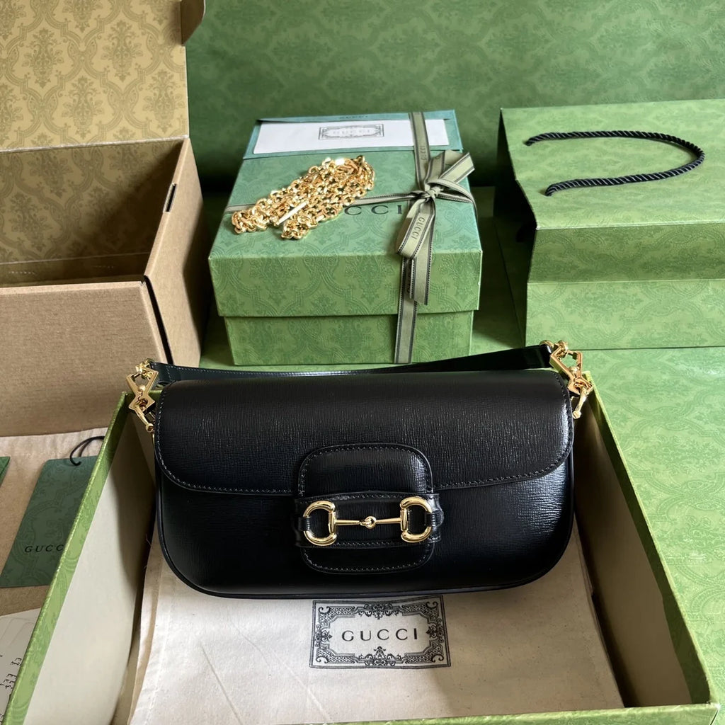 Gucci Horsebit 1955 small shoulder bag 735178 in black leather
