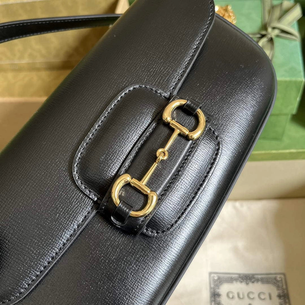 Gucci Horsebit 1955 small shoulder bag 735178 in black leather