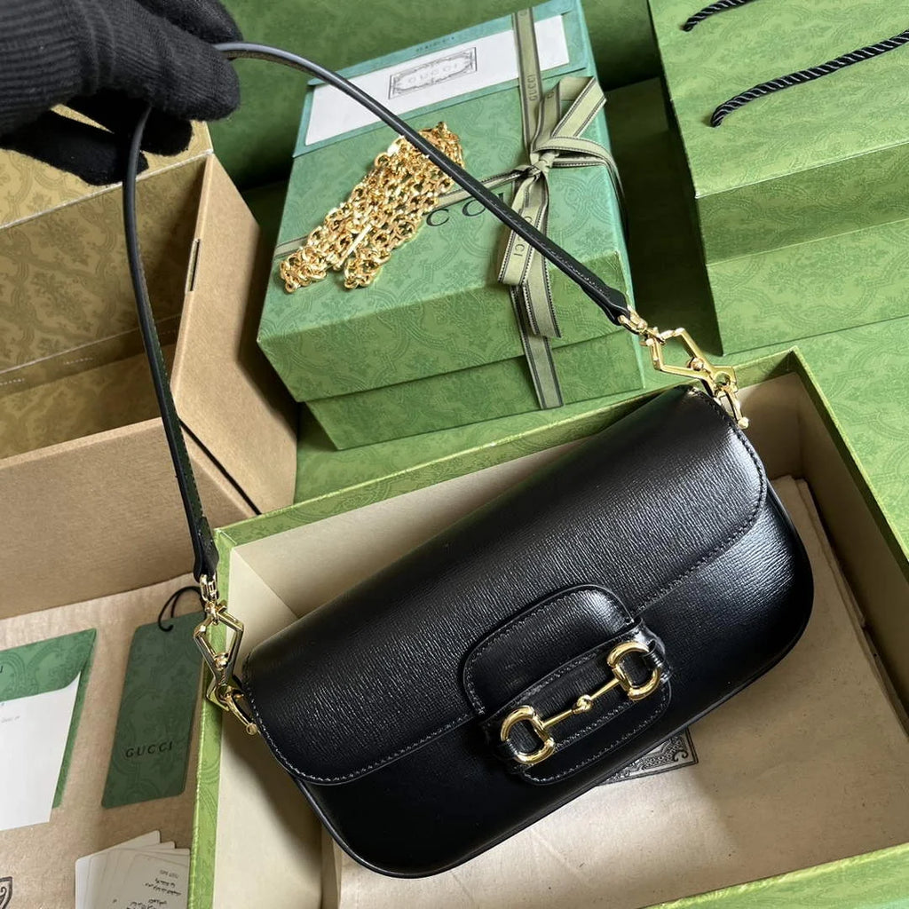 Gucci Horsebit 1955 small shoulder bag 735178 in black leather