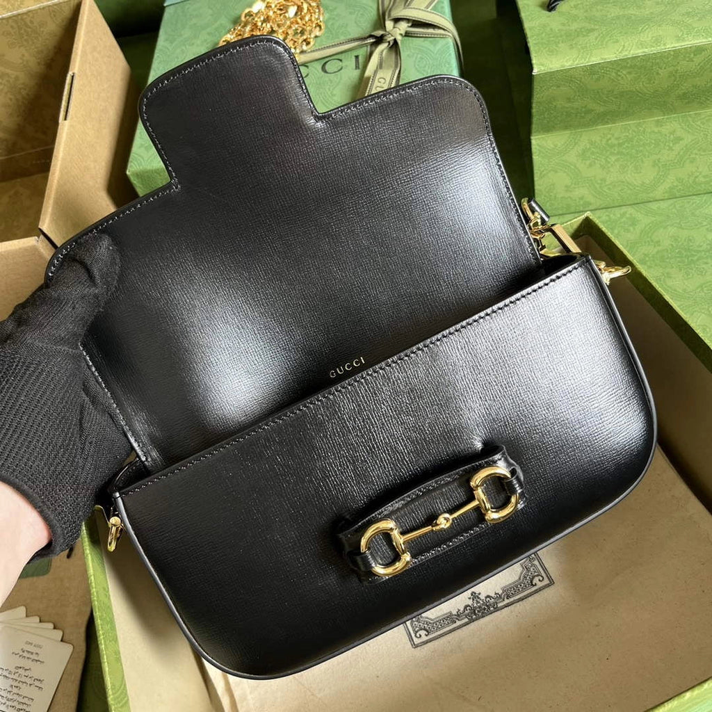 Gucci Horsebit 1955 small shoulder bag 735178 in black leather