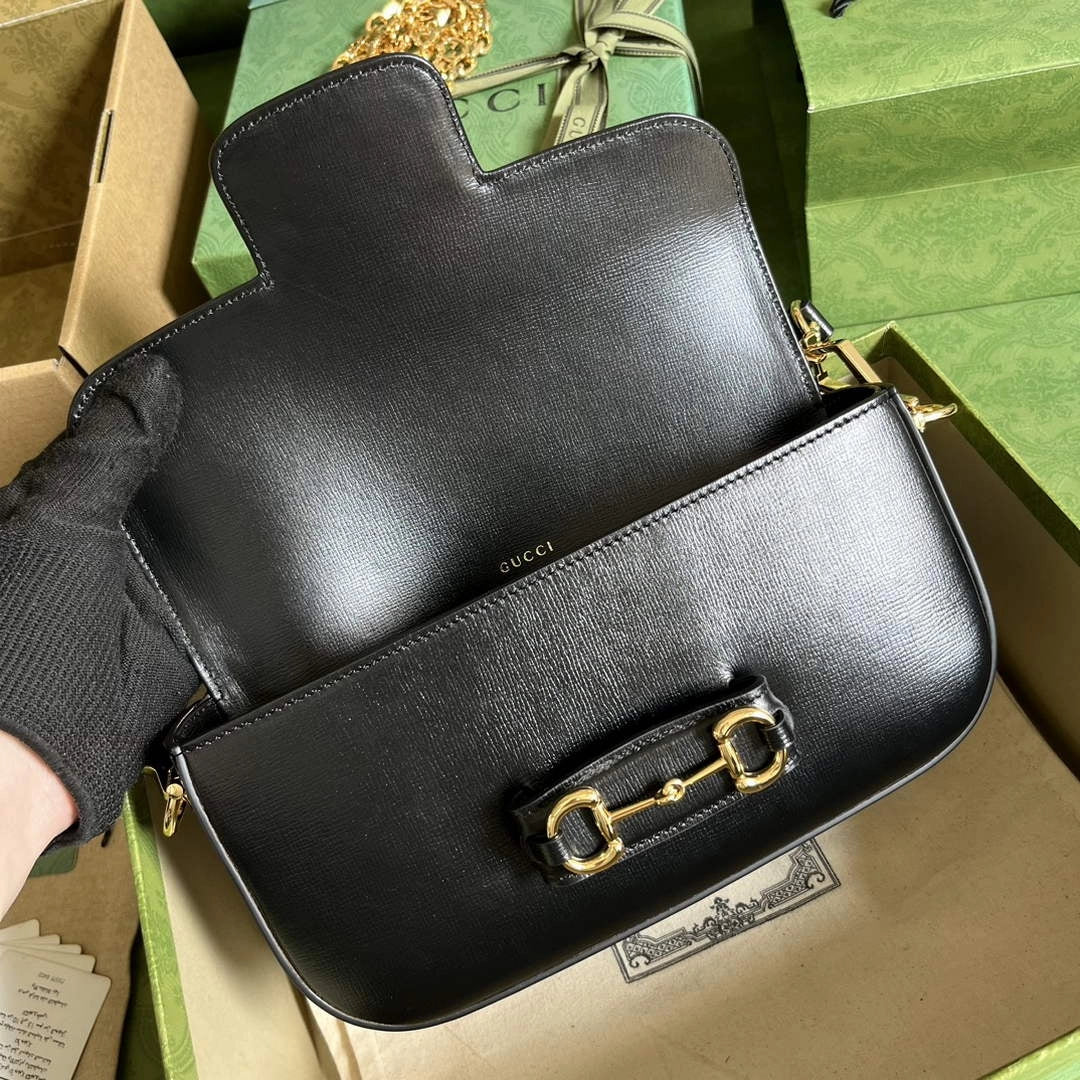 Gucci Horsebit 1955 small shoulder bag 735178 in black leather