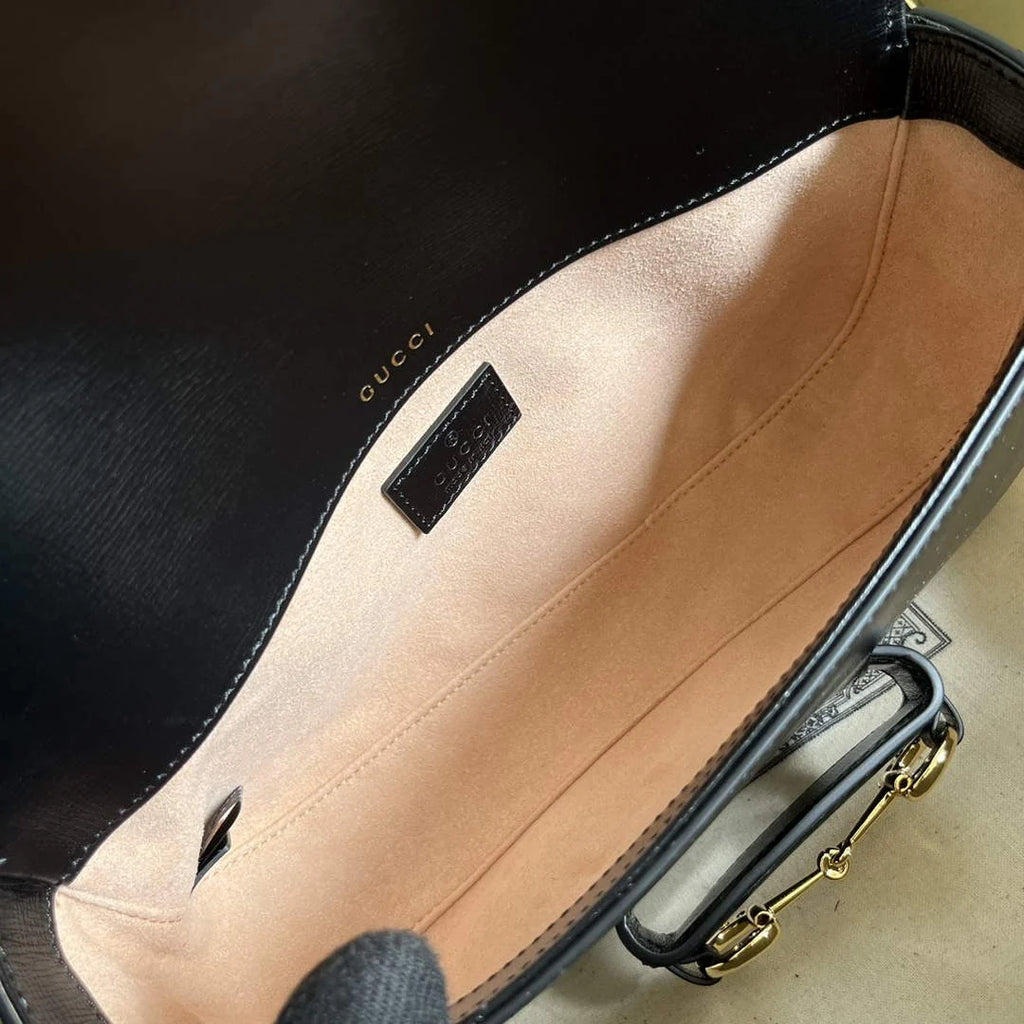 Gucci Horsebit 1955 small shoulder bag 735178 in black leather