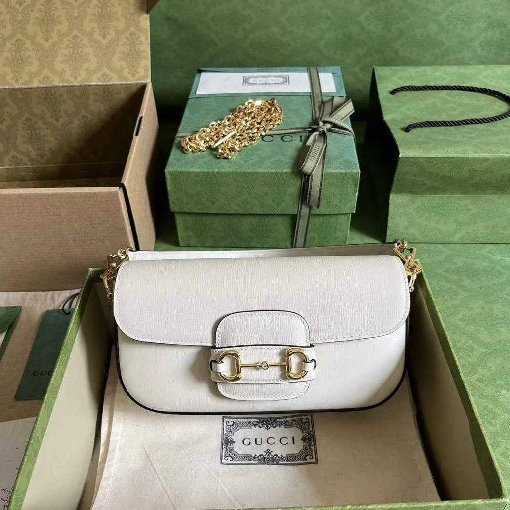 Gucci Horsebit 1955 small shoulder bag 735178 in white leather