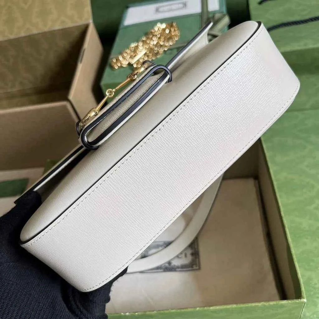 Gucci Horsebit 1955 small shoulder bag 735178 in white leather