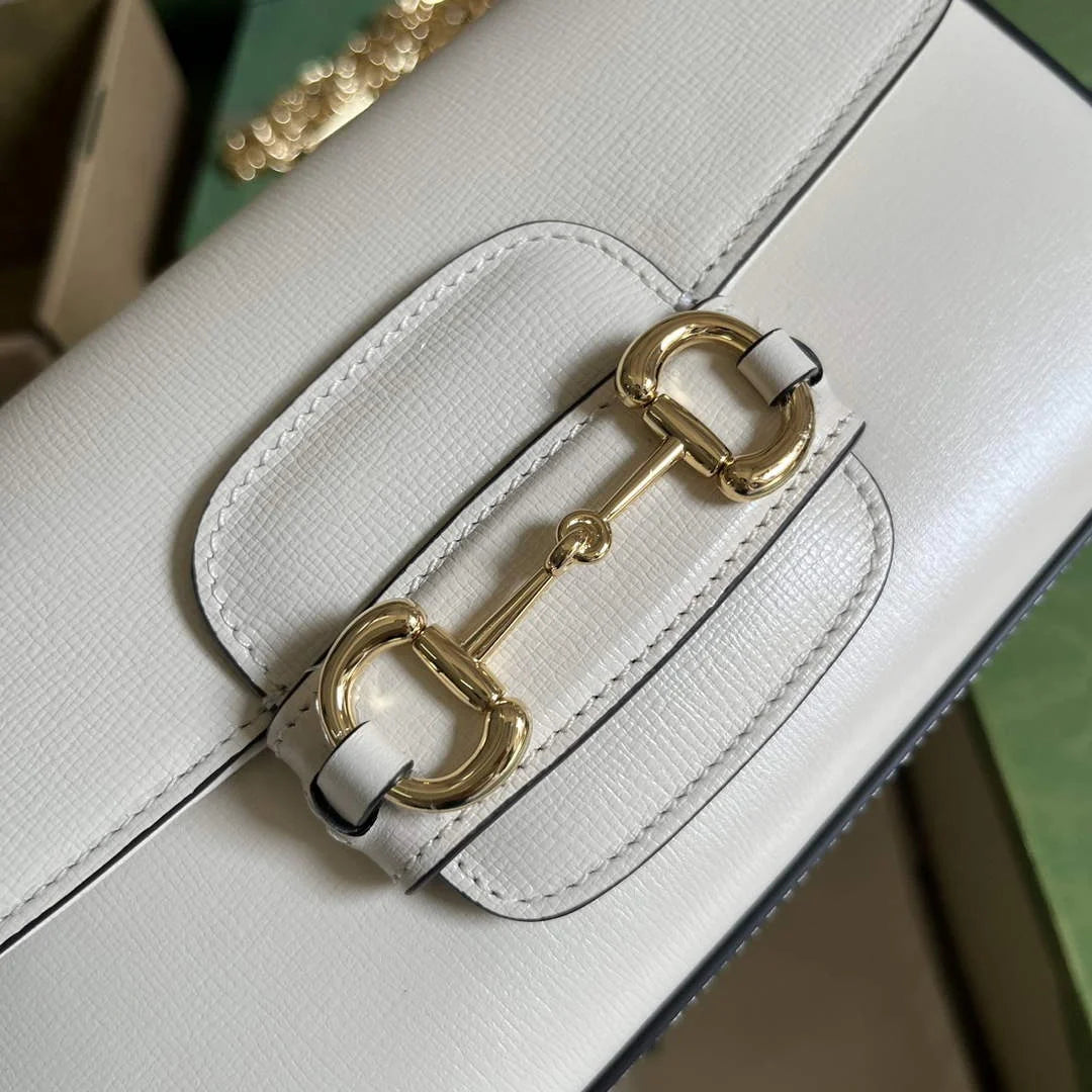 Gucci Horsebit 1955 small shoulder bag 735178 in white leather