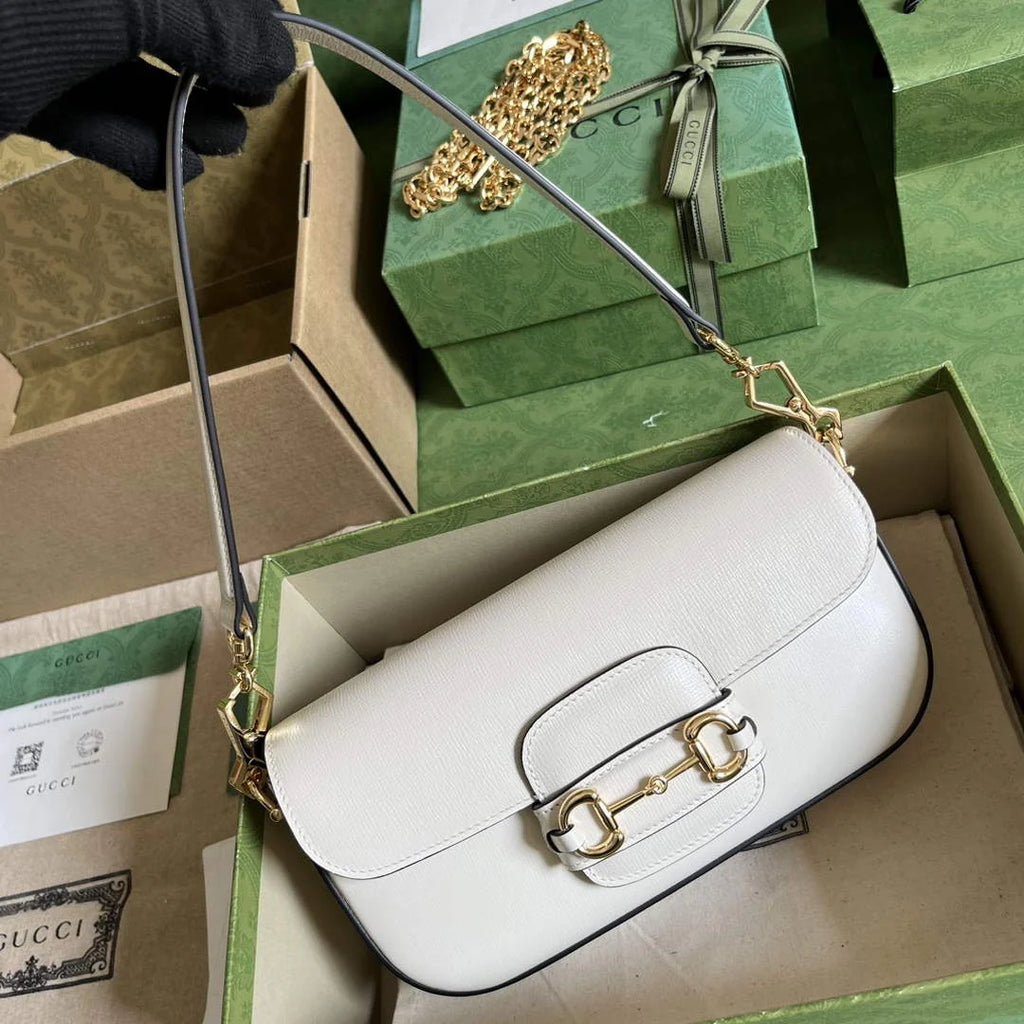Gucci Horsebit 1955 small shoulder bag 735178 in white leather