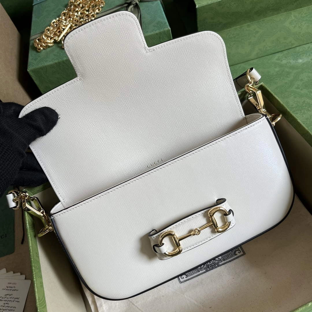 Gucci Horsebit 1955 small shoulder bag 735178 in white leather