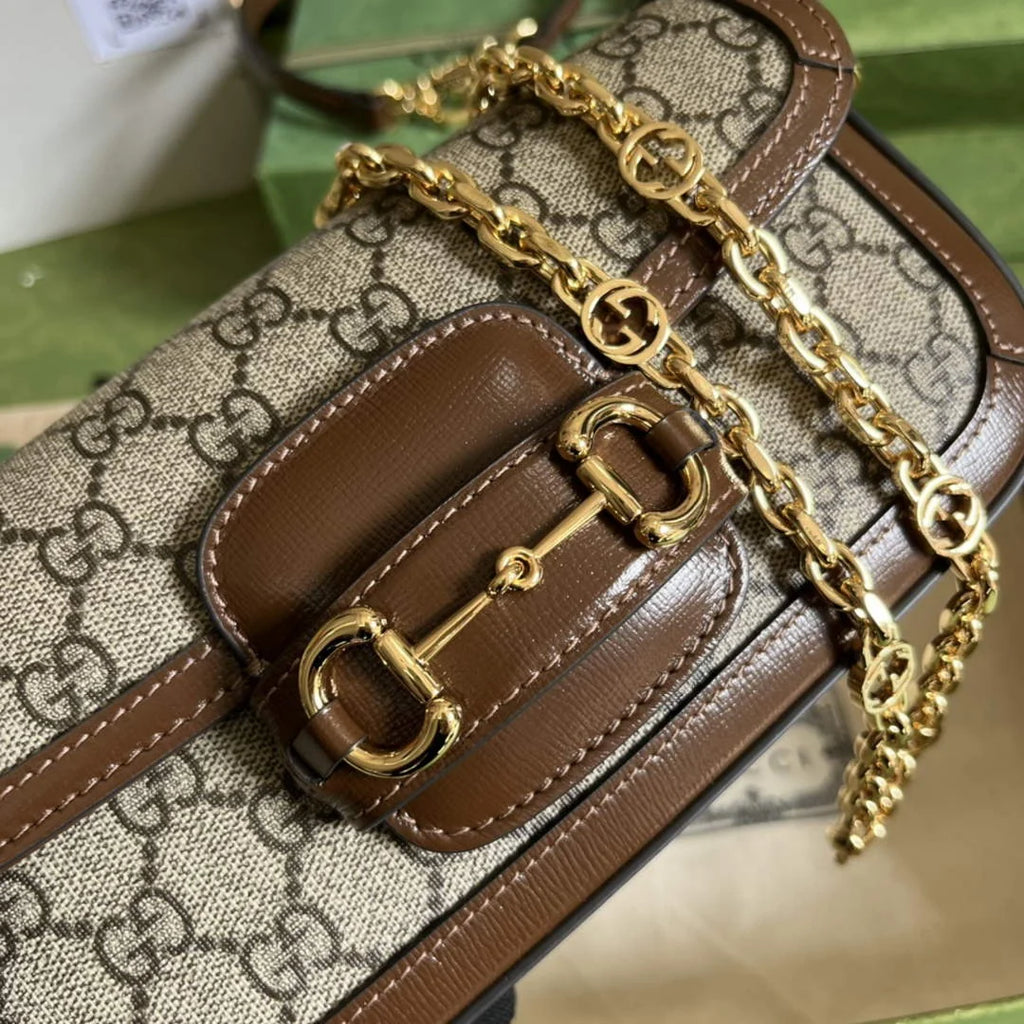 Gucci Horsebit 1955 small shoulder bag 735178 in GG Supreme brown