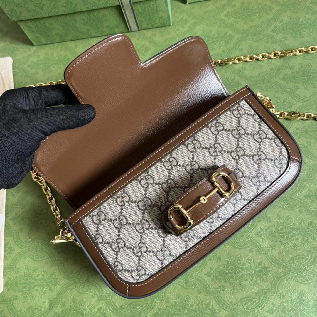 Gucci Horsebit 1955 small shoulder bag 735178 in GG Supreme brown