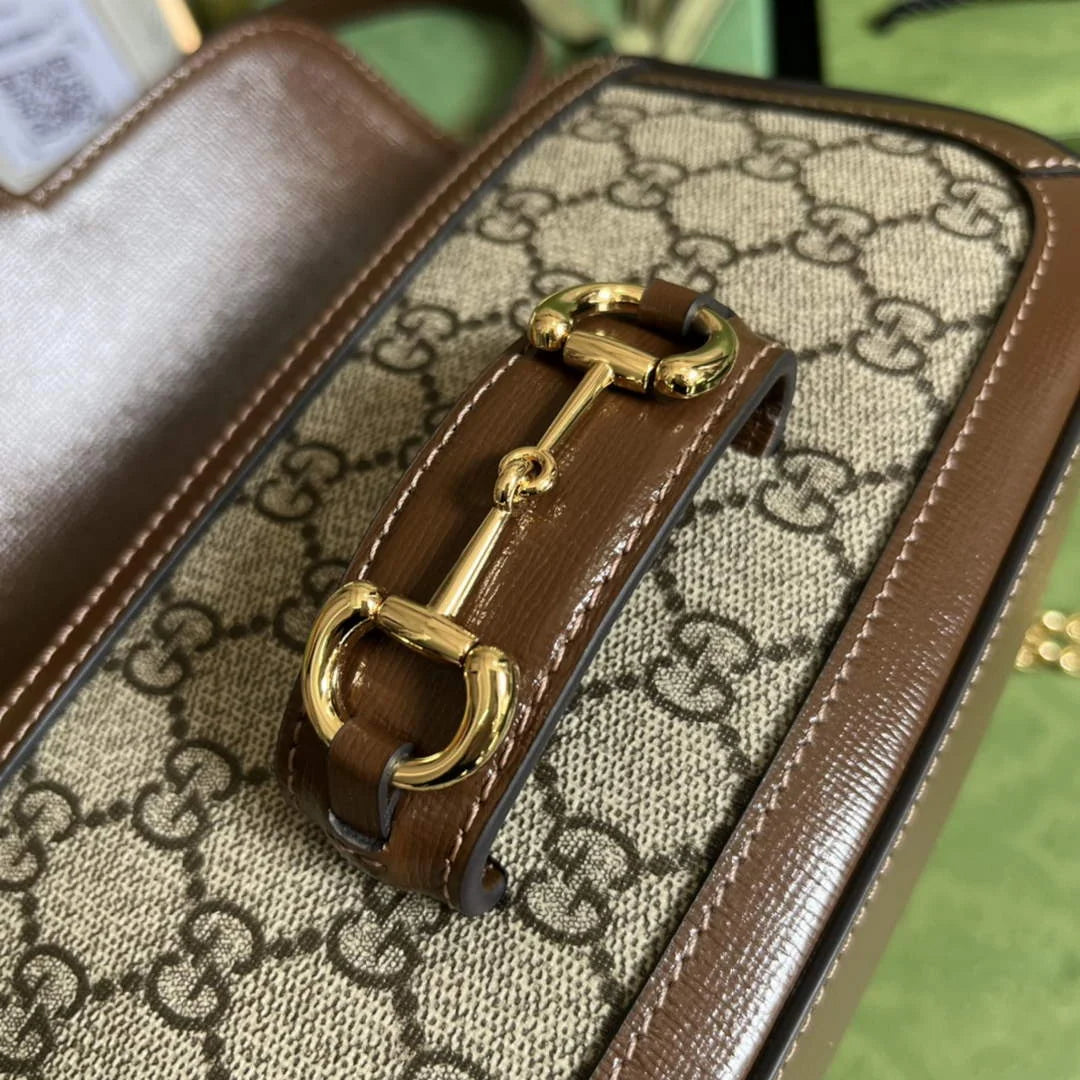 Gucci Horsebit 1955 small shoulder bag 735178 in GG Supreme brown