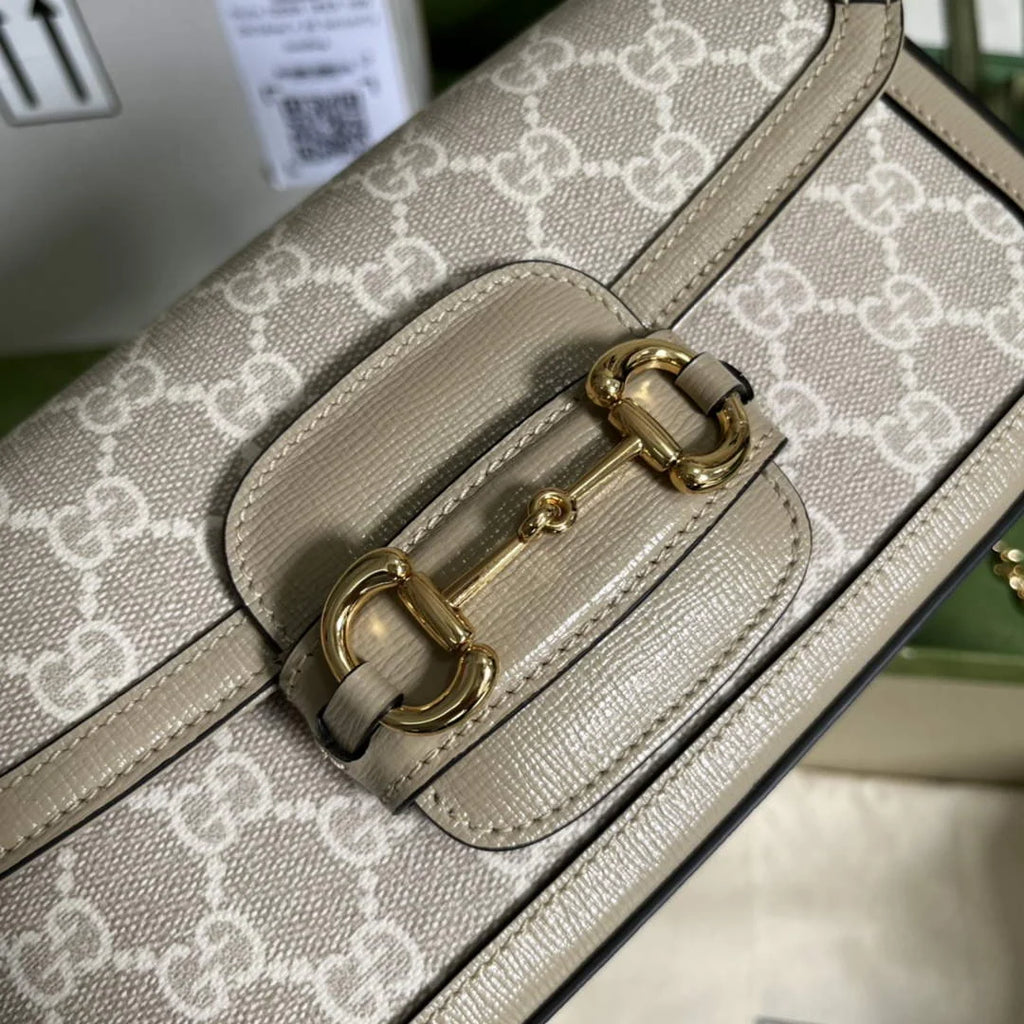 Gucci Horsebit 1955 small shoulder bag 735178 in GG Supreme beige