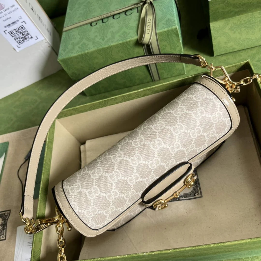 Gucci Horsebit 1955 small shoulder bag 735178 in GG Supreme beige