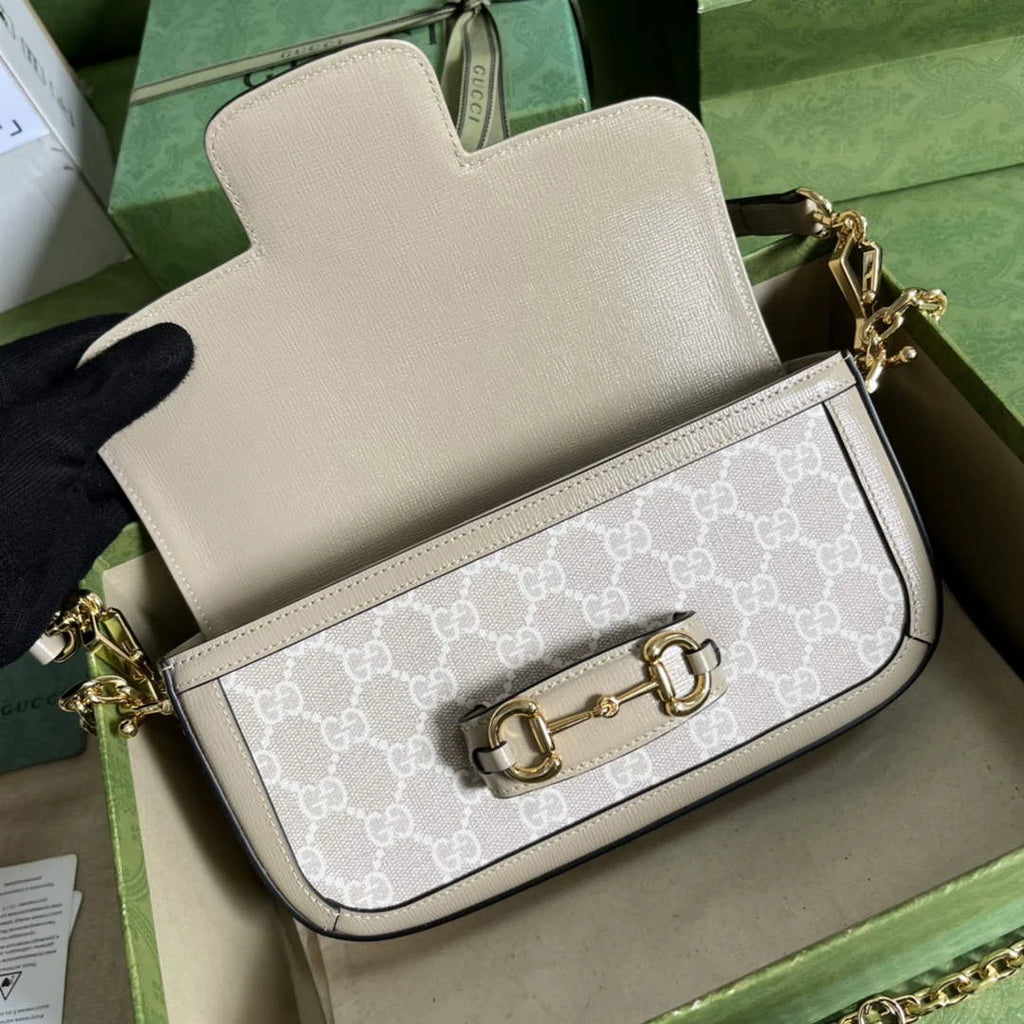 Gucci Horsebit 1955 small shoulder bag 735178 in GG Supreme beige