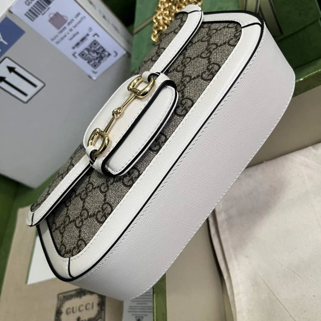 Gucci Horsebit 1955 small shoulder bag 735178 in GG Supreme white