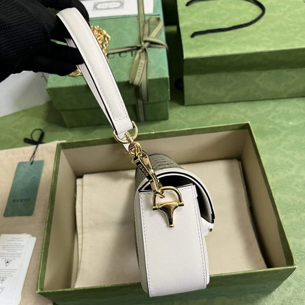 Gucci Horsebit 1955 small shoulder bag 735178 in GG Supreme white