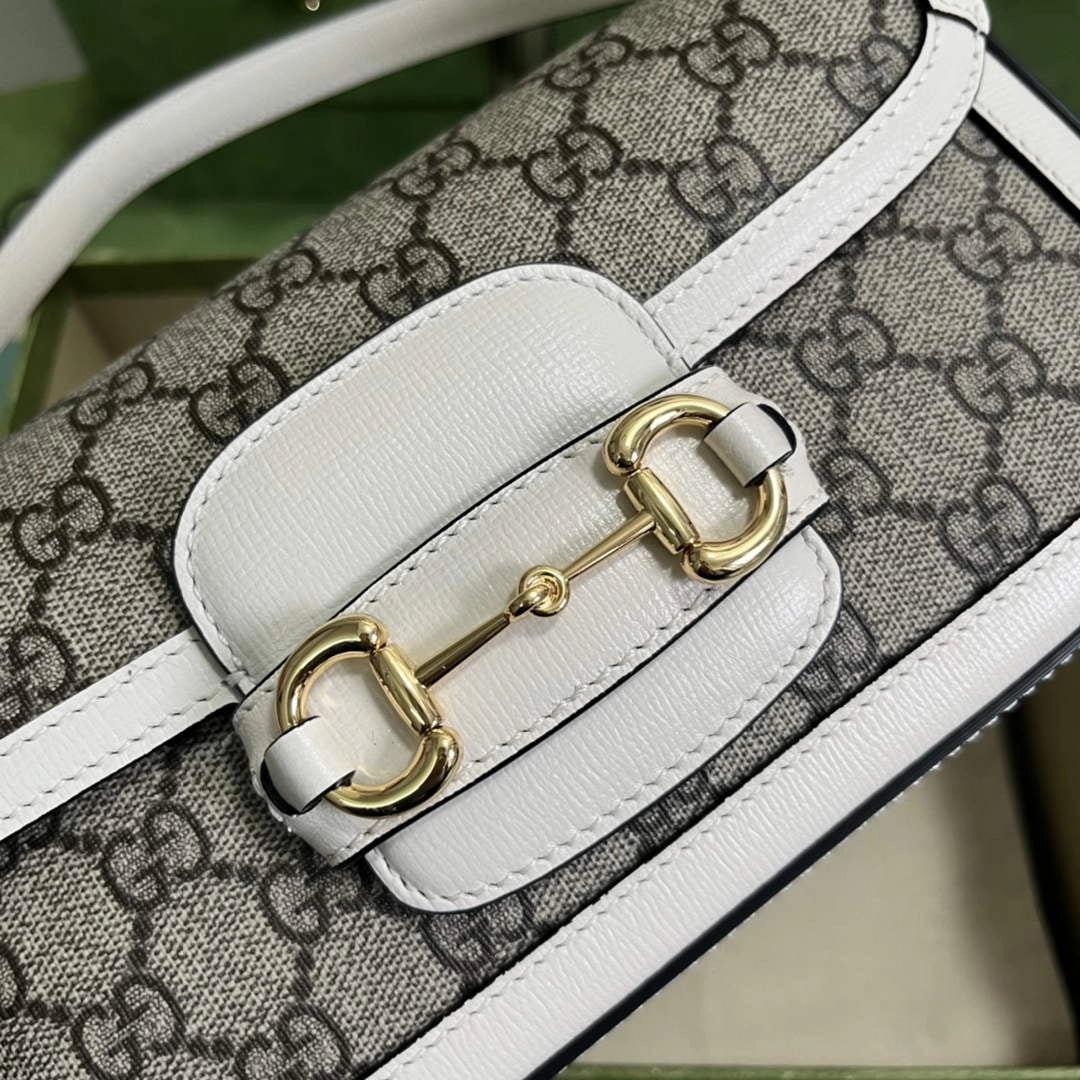 Gucci Horsebit 1955 small shoulder bag 735178 in GG Supreme white