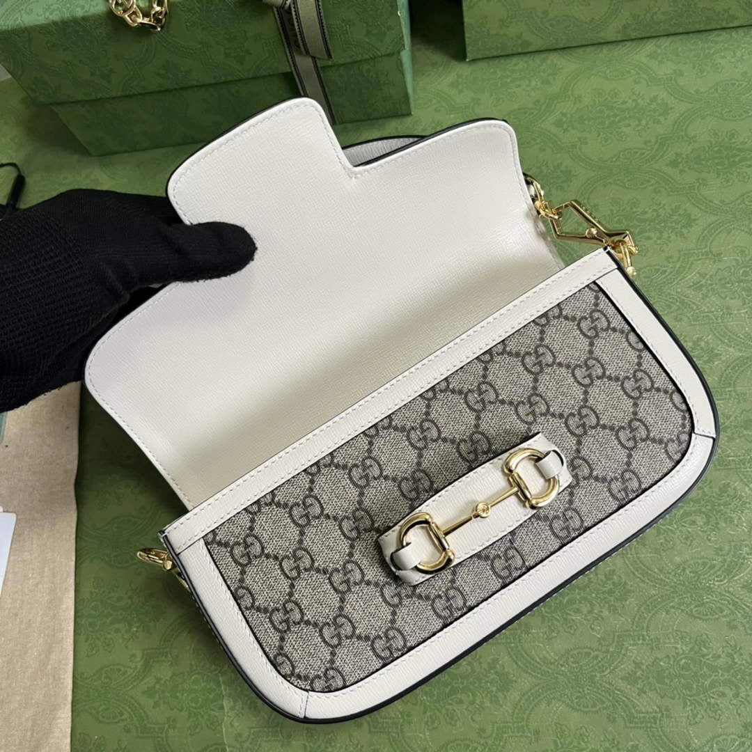 Gucci Horsebit 1955 small shoulder bag 735178 in GG Supreme white