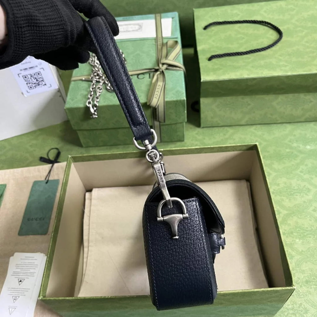Gucci Horsebit 1955 small shoulder bag 735178 in GG Supreme blue