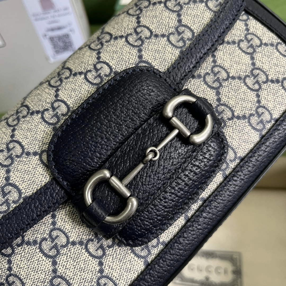 Gucci Horsebit 1955 small shoulder bag 735178 in GG Supreme blue