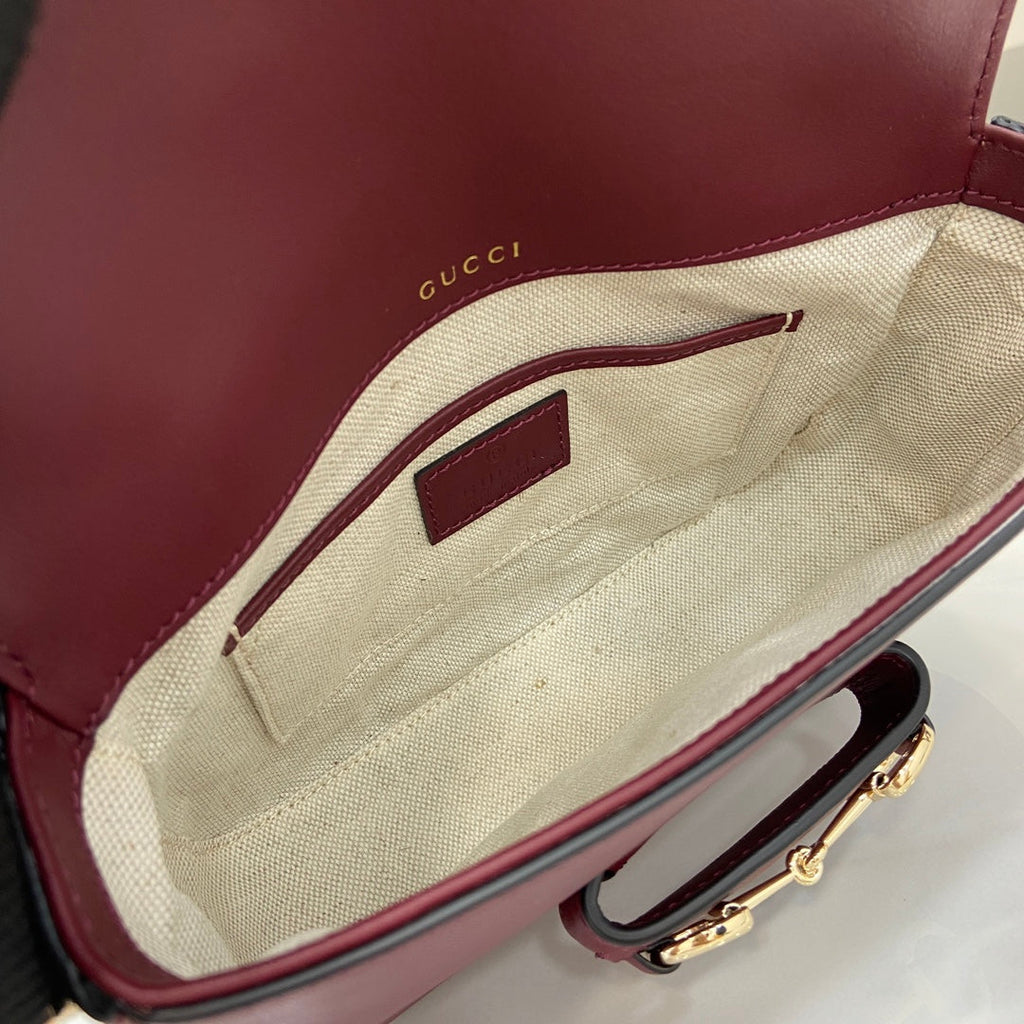 Gucci Horsebit 1955 Soft mini shoulder bag 815205 in wine red leather