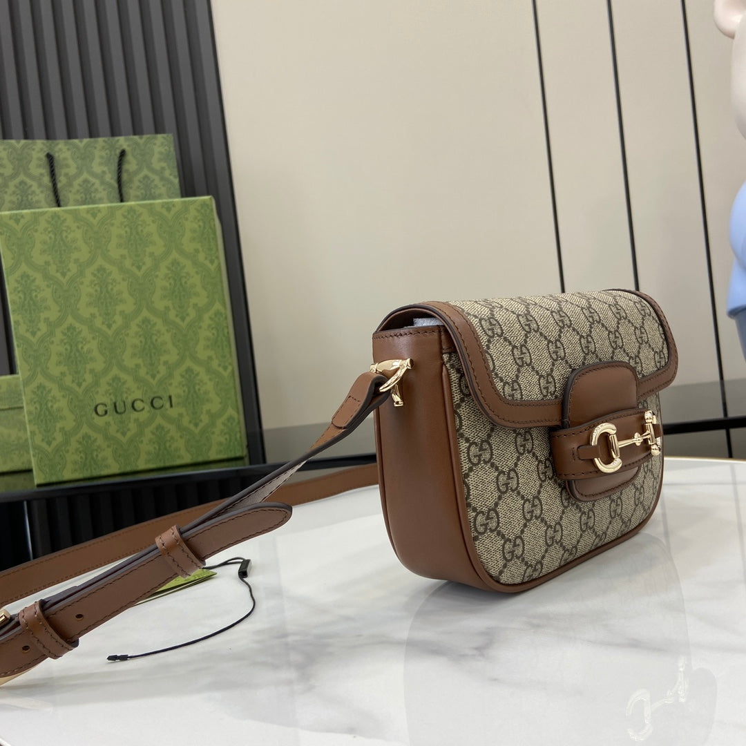 Gucci Horsebit 1955 Soft mini shoulder bag 815205 in brown gg