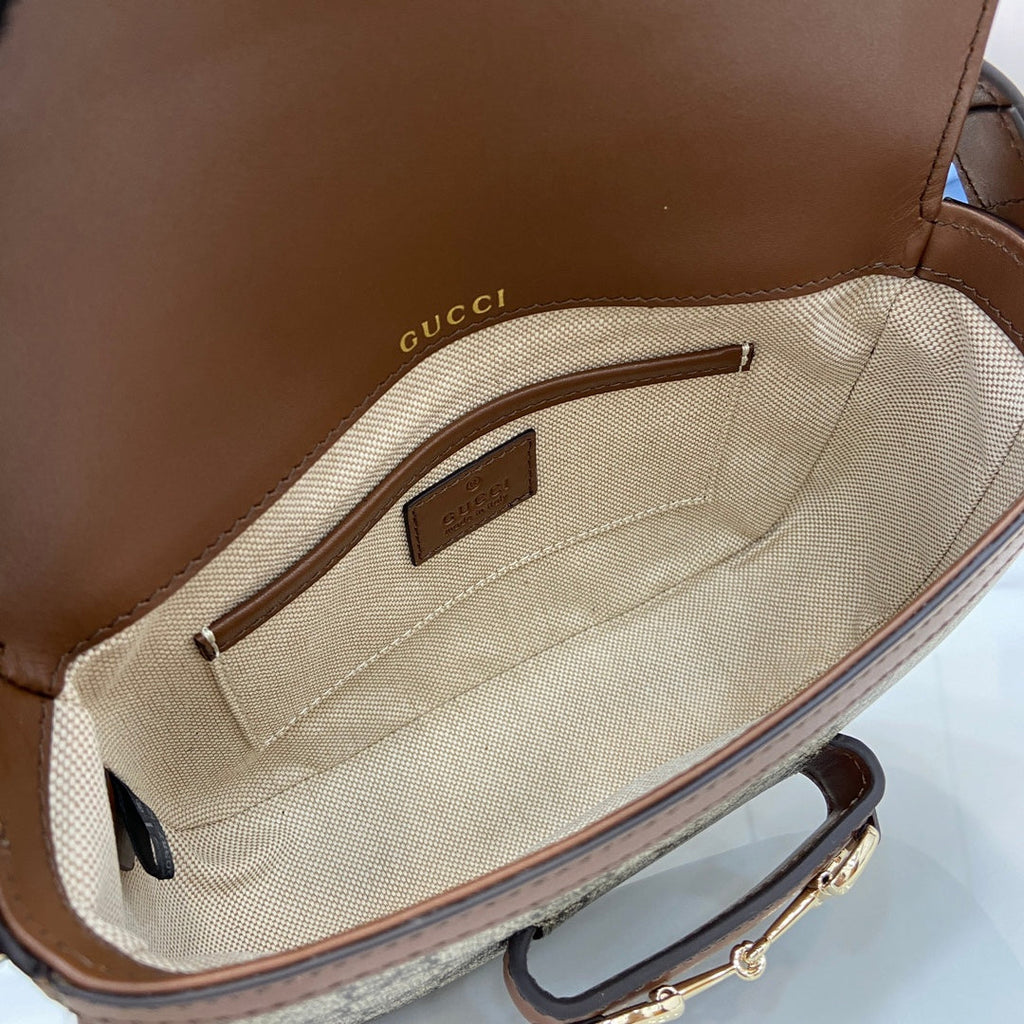 Gucci Horsebit 1955 Soft mini shoulder bag 815205 in brown gg