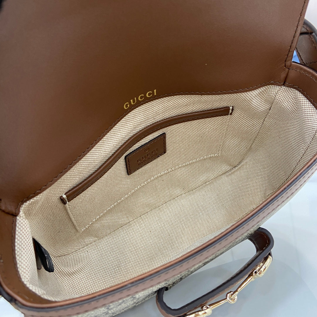 Gucci Horsebit 1955 Soft mini shoulder bag 815205 in brown gg