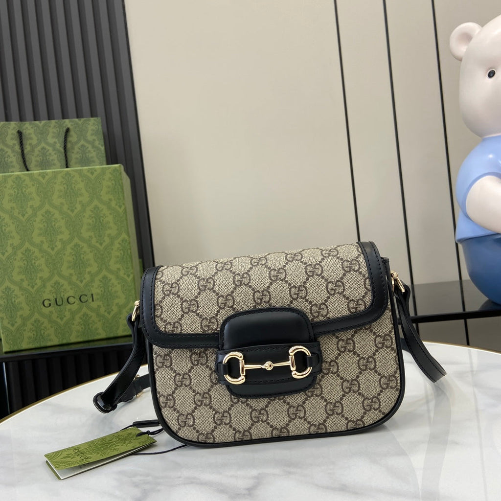 Gucci Horsebit 1955 Soft mini shoulder bag 815205 in black gg
