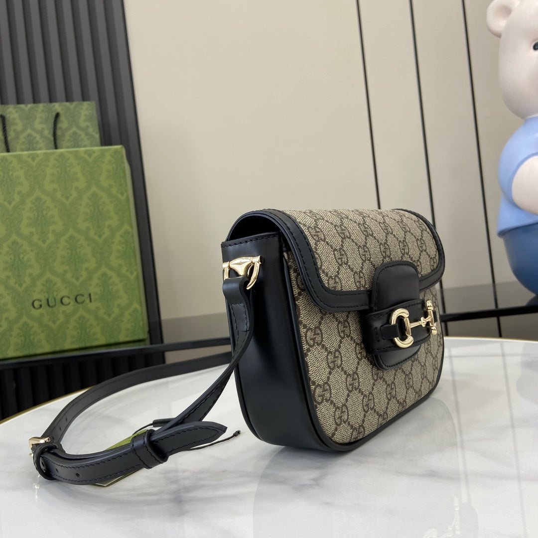 Gucci Horsebit 1955 Soft mini shoulder bag 815205 in black gg