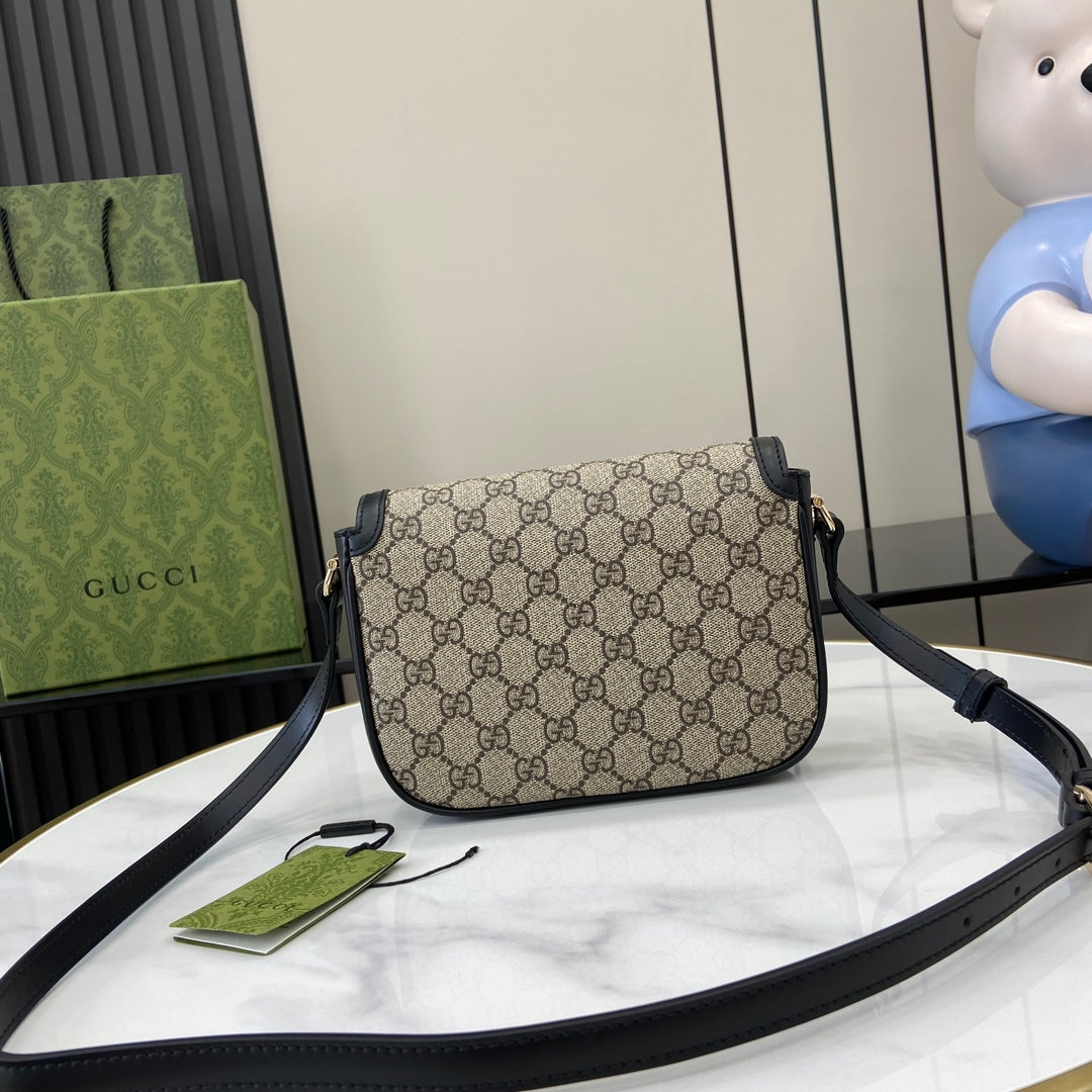 Gucci Horsebit 1955 Soft mini shoulder bag 815205 in black gg