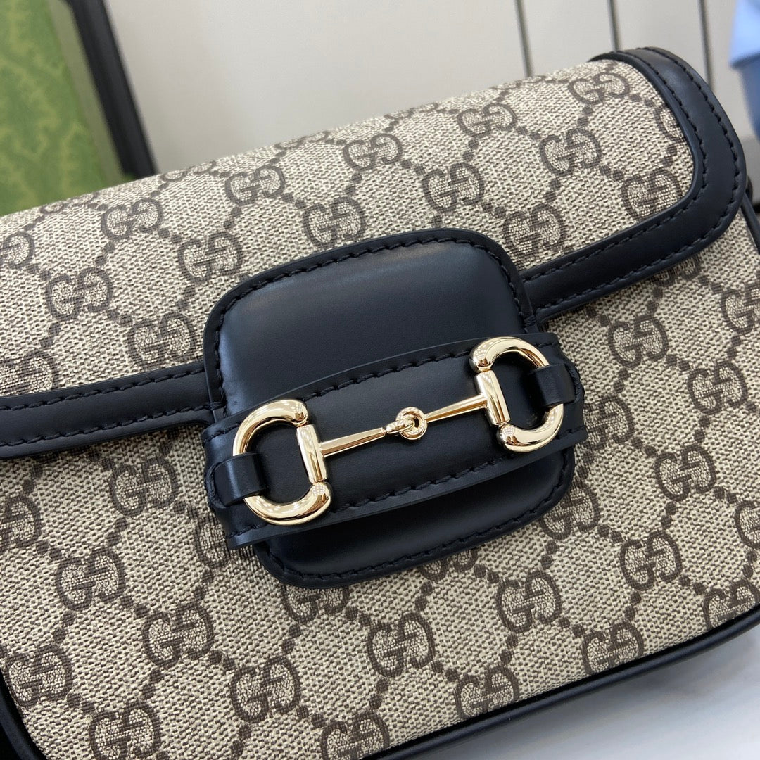 Gucci Horsebit 1955 Soft mini shoulder bag 815205 in black gg