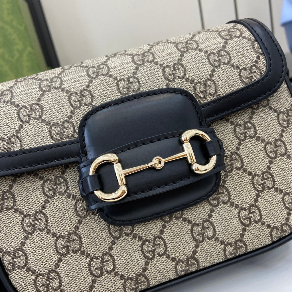 Gucci Horsebit 1955 Soft mini shoulder bag 815205 in black gg