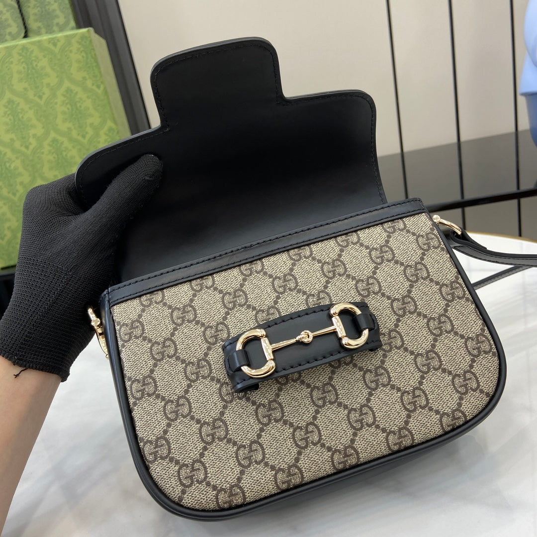 Gucci Horsebit 1955 Soft mini shoulder bag 815205 in black gg