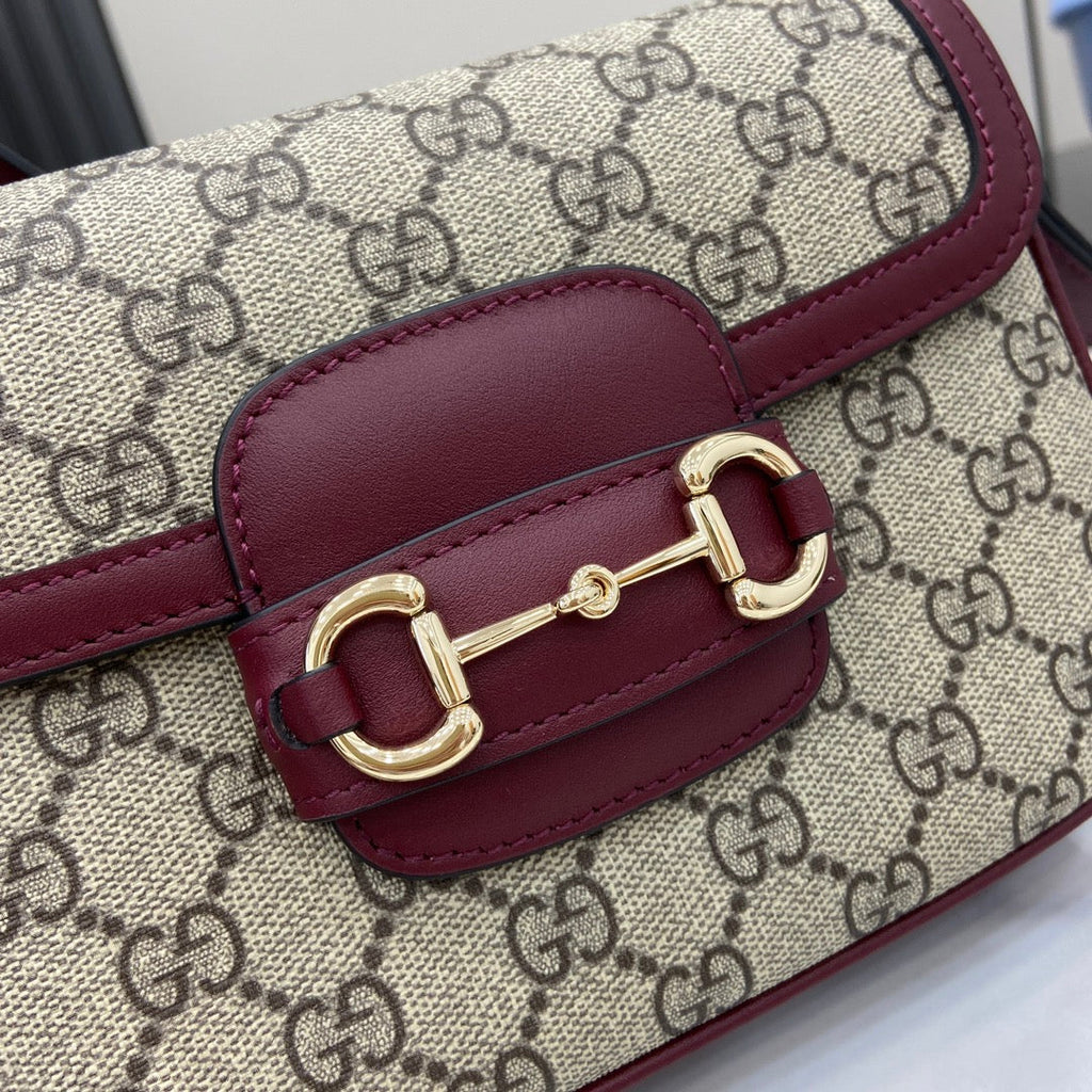 Gucci Horsebit 1955 Soft mini shoulder bag 815205 in wine red gg